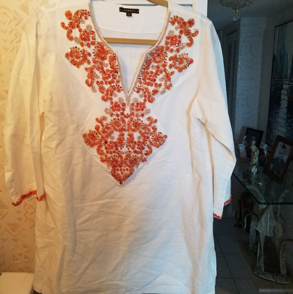 Janavi Linen Tunic Popover